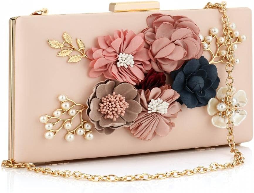 floral embellished clutch bag