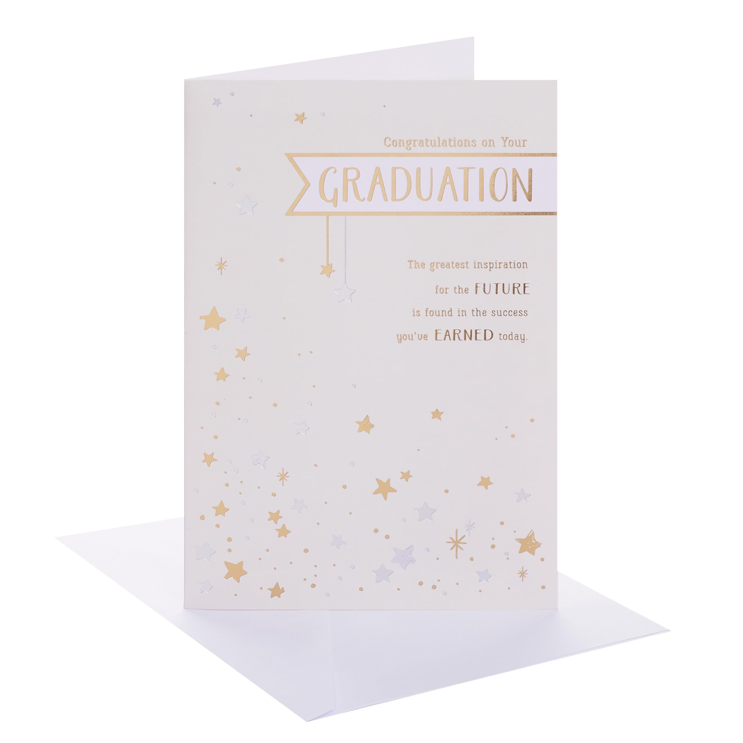 UK Greetings | Congratulations Card for Graduation | Congratulations/Proud of You | Her/Him | Stars Design | With Envelope | 13.7 x 21 cm
