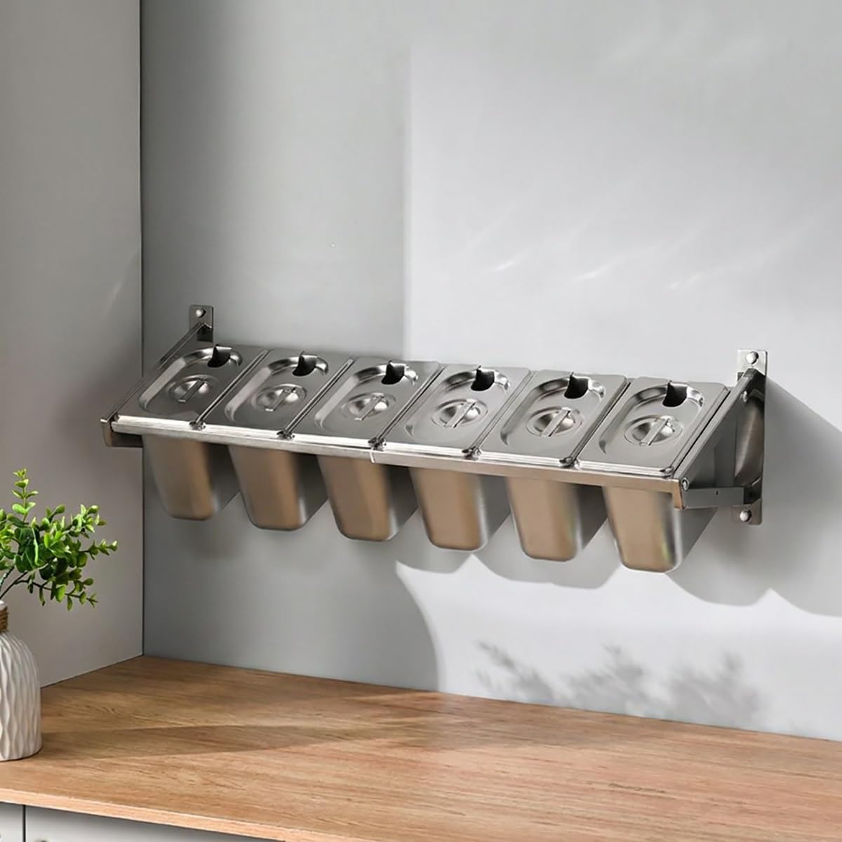 Boîte Épices Murale Gain de Place Amovible Rangement,Inox Couvercle