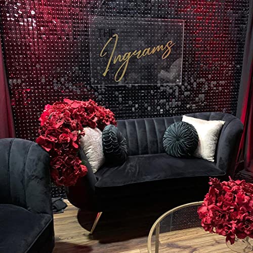 Image of COKAOBE Black Shimmer Wall Backdrop, 24PCS Square Sequin Shimmer Backdrop Panel, Photo Backdrops for Birthday, Anniversary, Wedding, Graduation & Bachelorette Party Decoration