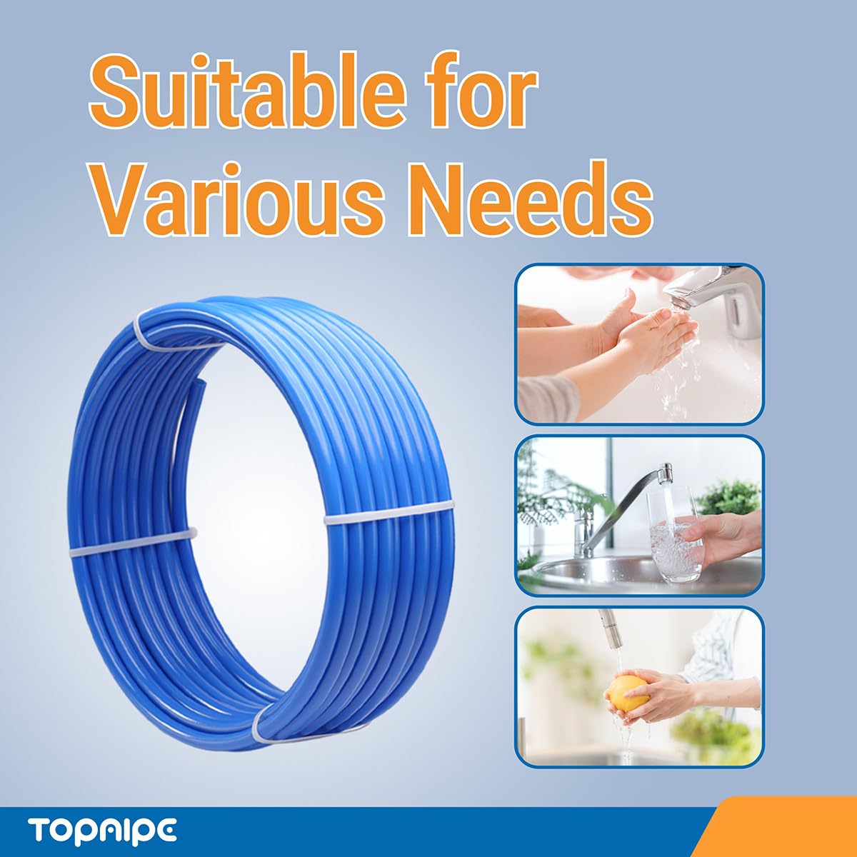 Tubo PEX-B azul de 3/4 pulgadas x 100 pies, certificado NSF para agua potable, tubo PEX para fontanería, herramientas de fontanería de suelo/pared, accesorios Pex para agua caliente/fría