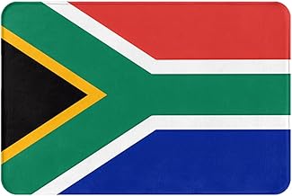 South Africa Flag Entry Welcome Doormat 16x24 Inches, Kitchen, Porch, Mud Shoes, Indoor Outdoor Footer, Decorative Flooring, White