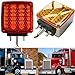 Aukmak 2pcs Amber + Red 39 LED Square Pedestal Lights - Stud Mount Trailer Fender Double Face Semi Turn Signal Lights for Truck Accessories and LED Side Marker