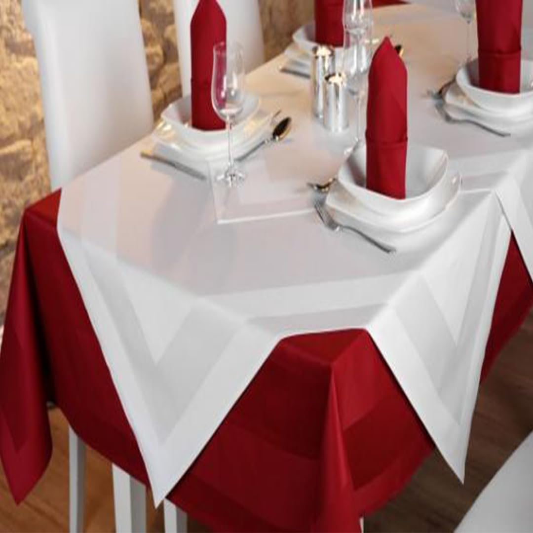 Mitteldecke Atlaskante 100% Baumwolle Gastronomie 10er Pack (Bordeaux, 80 x 80 cm)