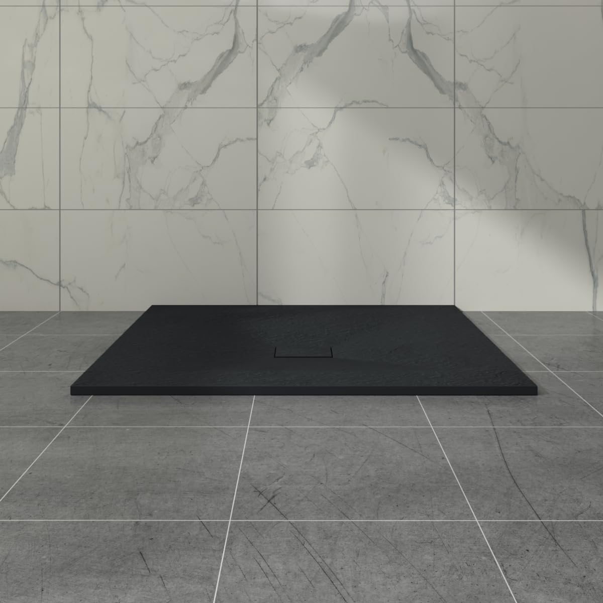 Aquariss Slate Effect 1400 x 1000mm Rectangular Wetroom Shower Tray Black