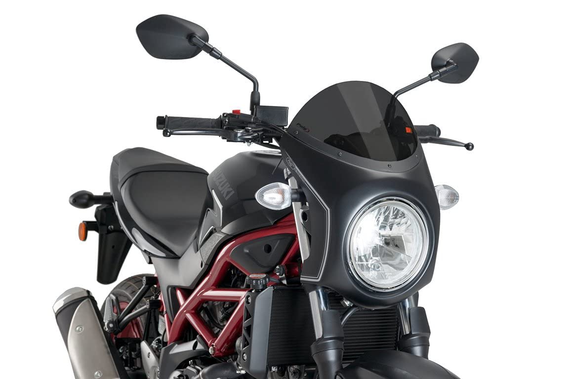 Puig Dark Smoke 3169F - Retro Black Semi Fairing & Screen 195Mm For Suzuki Sv 650 2016-2025