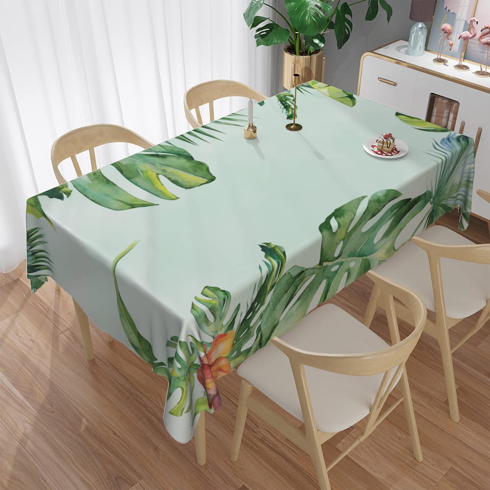 Hoja Verde con Flores Mantel Estampado Impermeable Cubierta De Mesa Rectangular Comedor-Café-Mantel Mesas Decoración De Fiesta-002,140x180cm