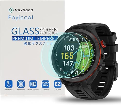 Poyccot - Juego de 2 protectores de pantalla compatibles con Garmin Approach S70 de 1.654 pulgadas, ultra fino, dureza 9H, antihuellas, vidrio