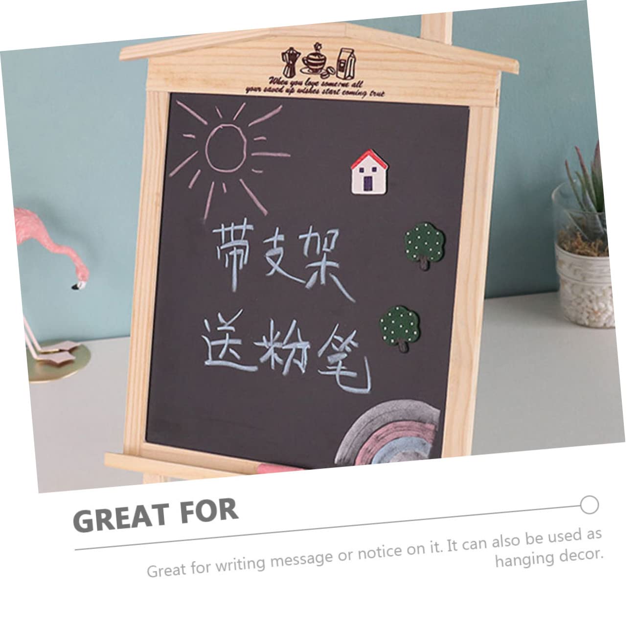 Housoutil Chalkboard Message Supply Decorative Wooden Sign Magnetic Back Versatile for Home Office Events