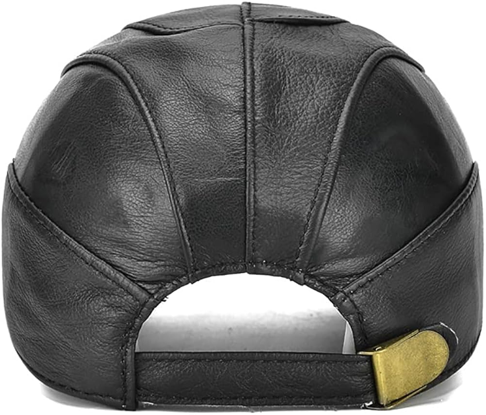 Gudessly Adjustable Men's Genuine Cowhide Leather Baseball Cap for Fall Winter Outdoor Sports Hat