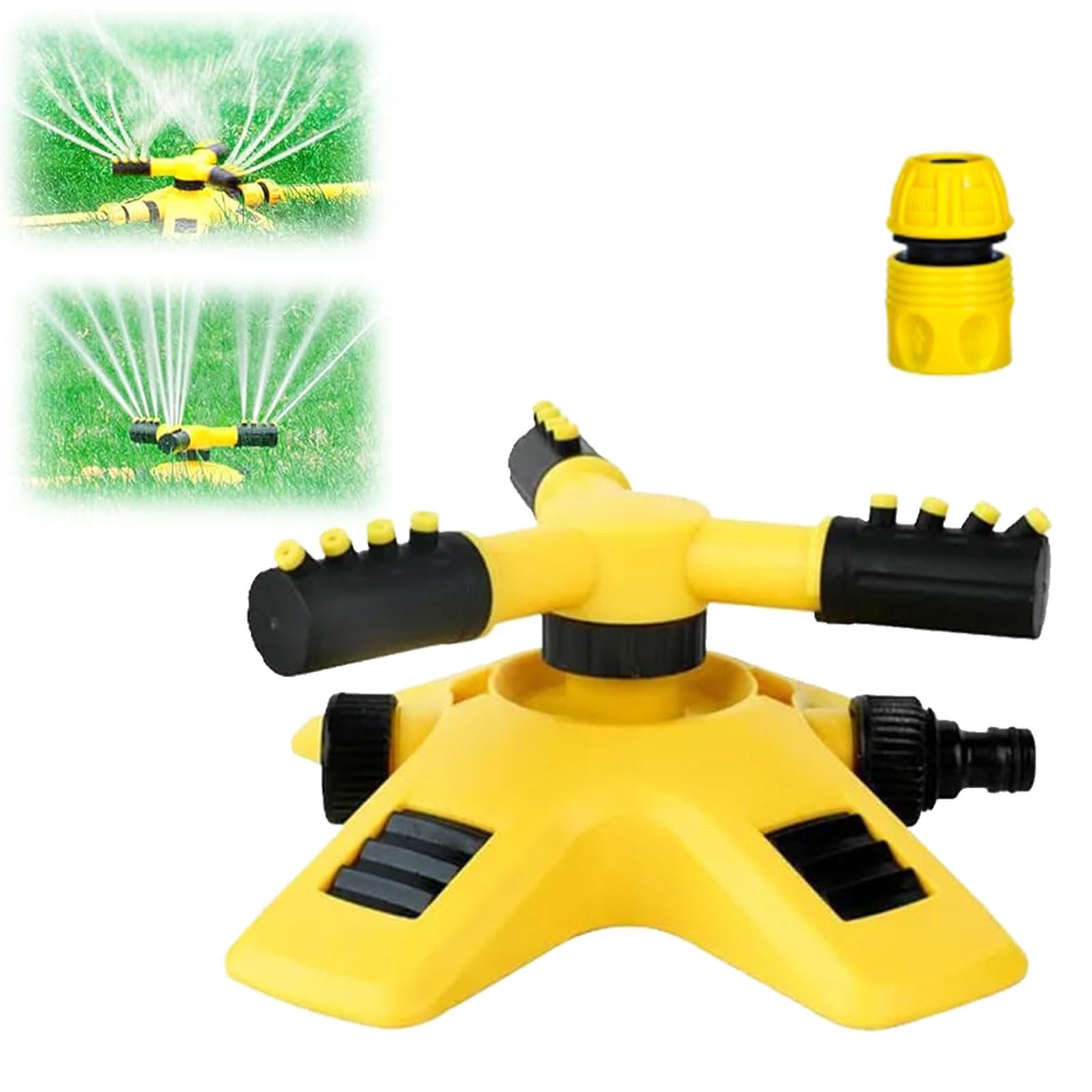 Garden Sprinklers for Lawns, Automatic Lawn Water Sprinkler, Adjustable 360° 3 Arm Rotation Water Sprinkler System for Garden Plants Lawn Watering Lawn Irrigation (1PC)