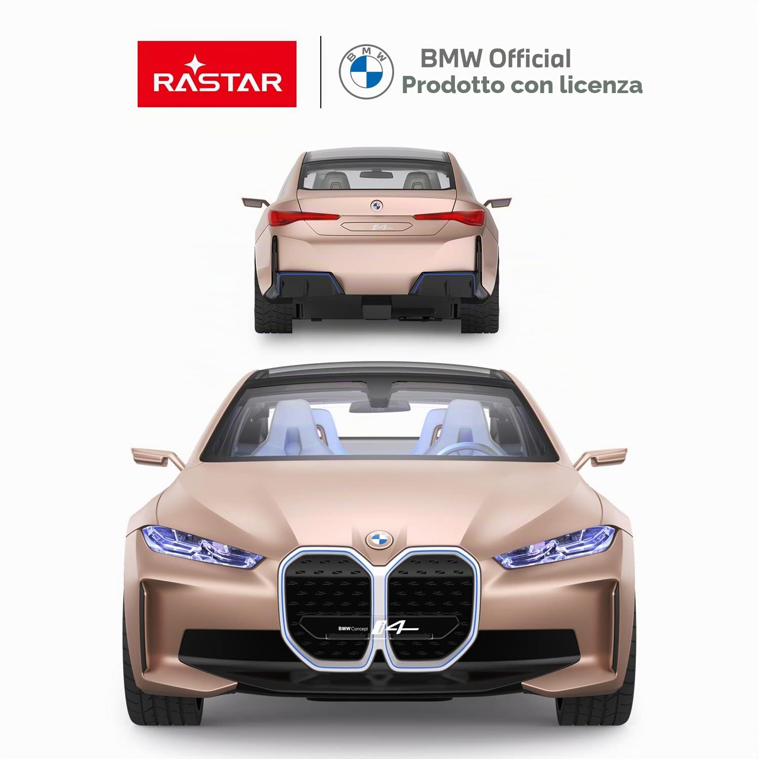 RASTAR BMW i4 Telecomandata, 1/14 Concept RC Auto Giocattolo Dorato, Modello Pressofuso per Bambini, Ragazzi e Adulti