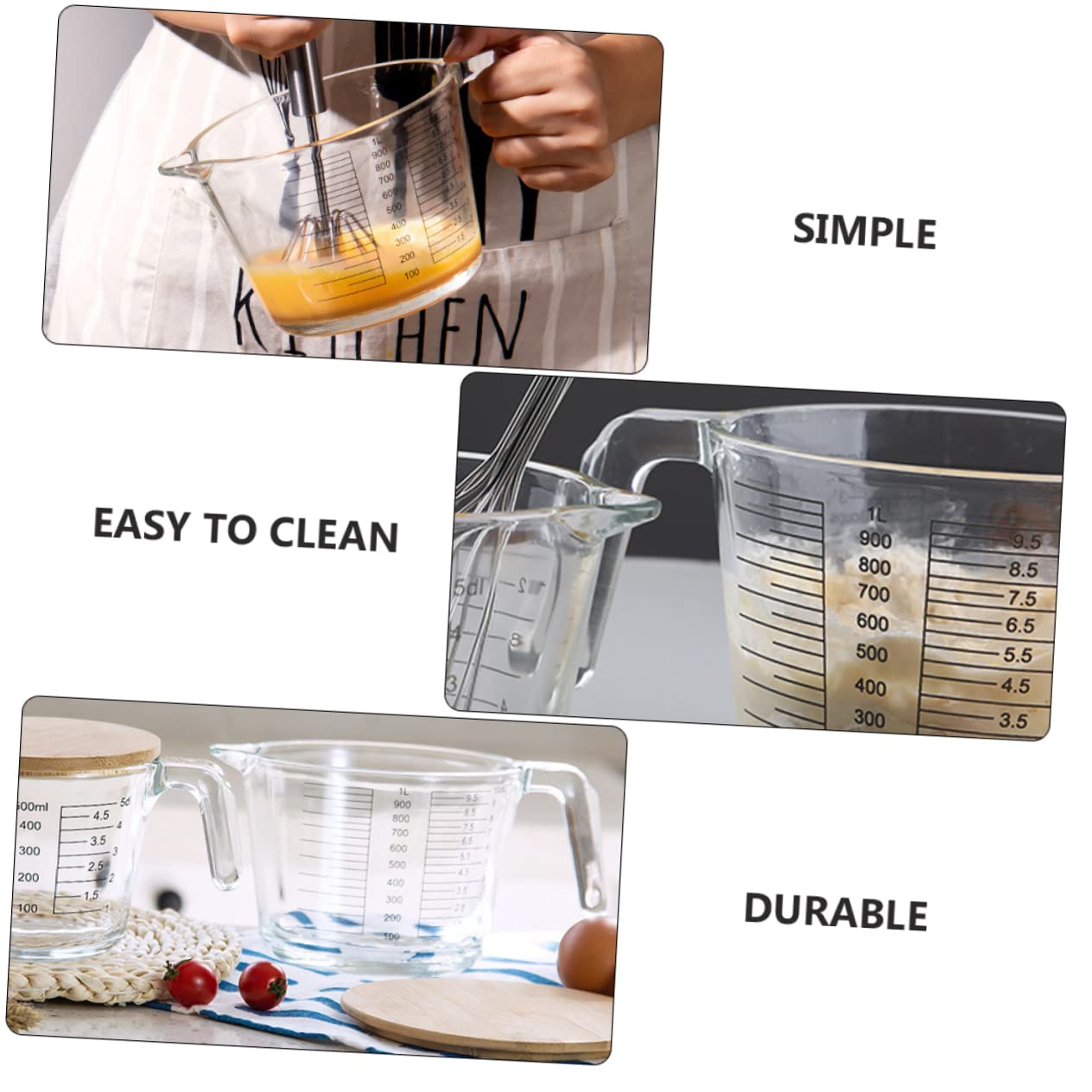 Cabilock Taza Batidora De Huevos Resistente Al Calor Taza Medidora De Vidrio Transparente Con Graduada Utensilios De Cocina Para Hornear Para y Medir Ingredientes Cocina
