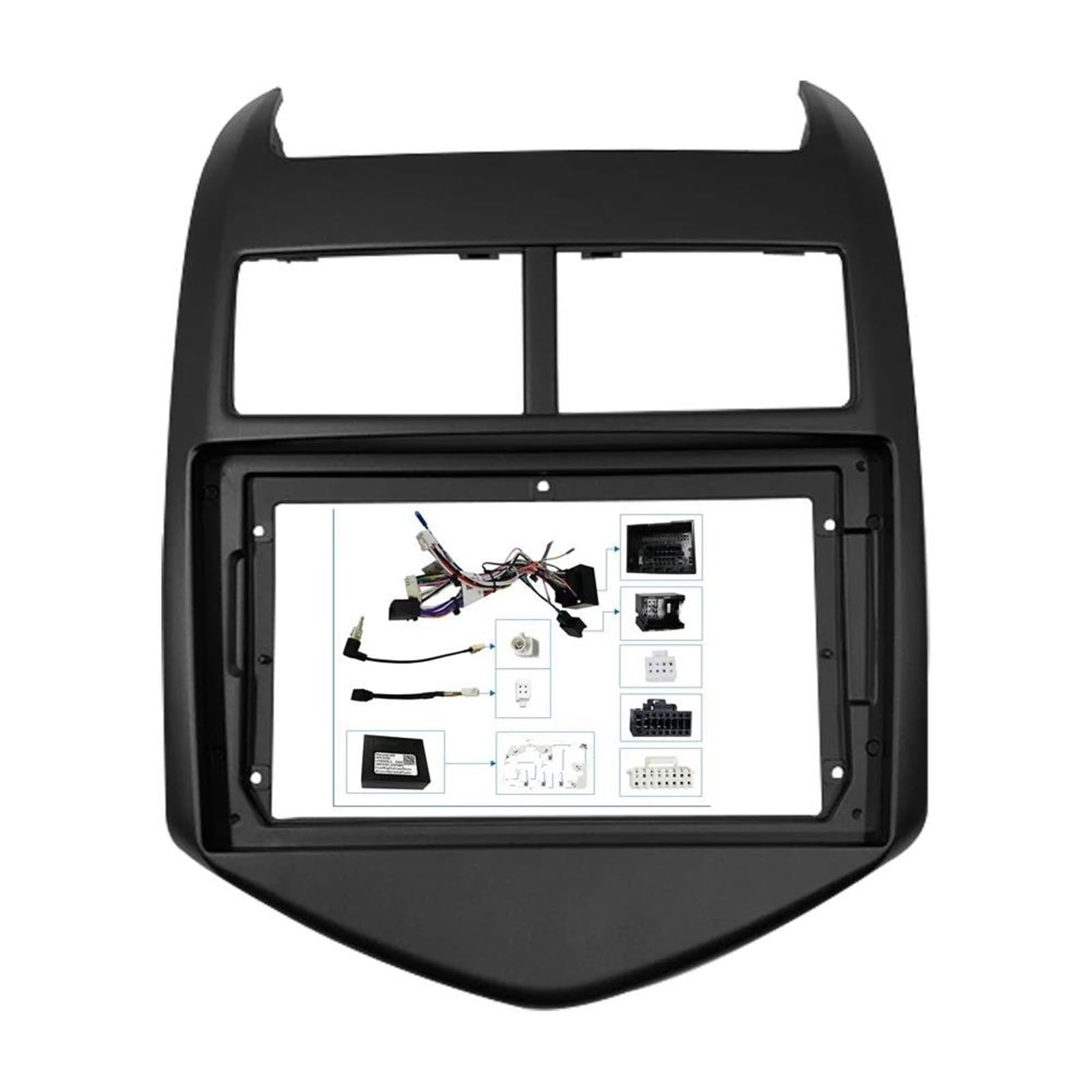 Générique Cadre de façade d'autoradio Cadre Voiture Fascia 7/9 Pouces pour Aveo 2 pour Sonic T300 11–15 Adaptateur Canbus Câble Décodeur Panneau D'unité Radio Autoradio Tableau de Bord(Set 1-Black)