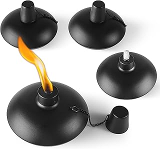 4 Pack Metal Table Top Torches,18 oz Citronella Torches for Outside， Refillable Citronella Flame Light Torch with Wicks and Covers, Landscape Lanterns Torches for Party, Garden Decor，DIY .