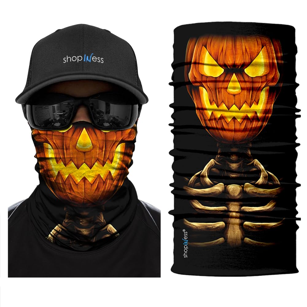 ShopINess Scaldacollo Multifunzionale Bandana Tubolare Teschio Unisex per Moto, Sport Outdoor, Carnevale e Halloween – Collezione Stampe Realistiche