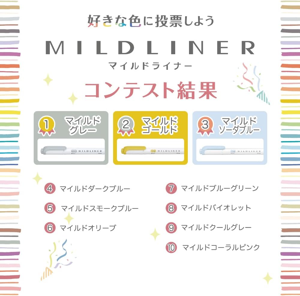 Zebra Mildliner WKT7-5C-RB Highlighter, Set of 5, B, Includes Paper Case