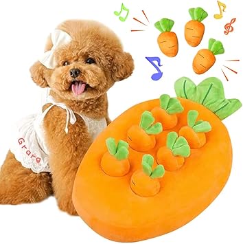 Amazon 犬 おもちゃ 2代目 Grarg 犬 にんじん収穫隊 ペットおもちゃ ノーズワーク おやつ隠し 犬 知育玩具 ストレス解消 嗅覚訓練 ペット用品 いぬおもちゃ 運動不足 食べ過ぎを防ぐ 音あり にんじん6個 Grarg ペット用品 通販