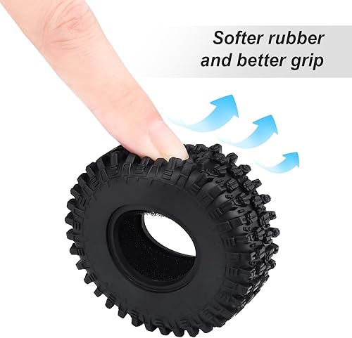 Miniatura 15 de HobbyPark Neumáticos de goma suave SCX24 1.0 Rock Crawler para 1/18 TRX4M Axial SCX24 Gladiator Bronco C10 JLU Deadbolt B17 Betty 1/18 1/24 RC