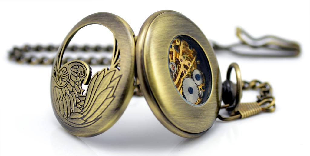 Stayoung Steampunk Bronzo Antico Numeri Romani Orologio da Taschino Meccanico a Carica Manuale con Ciondolo a Forma di Fenice Uccello di Fuoco