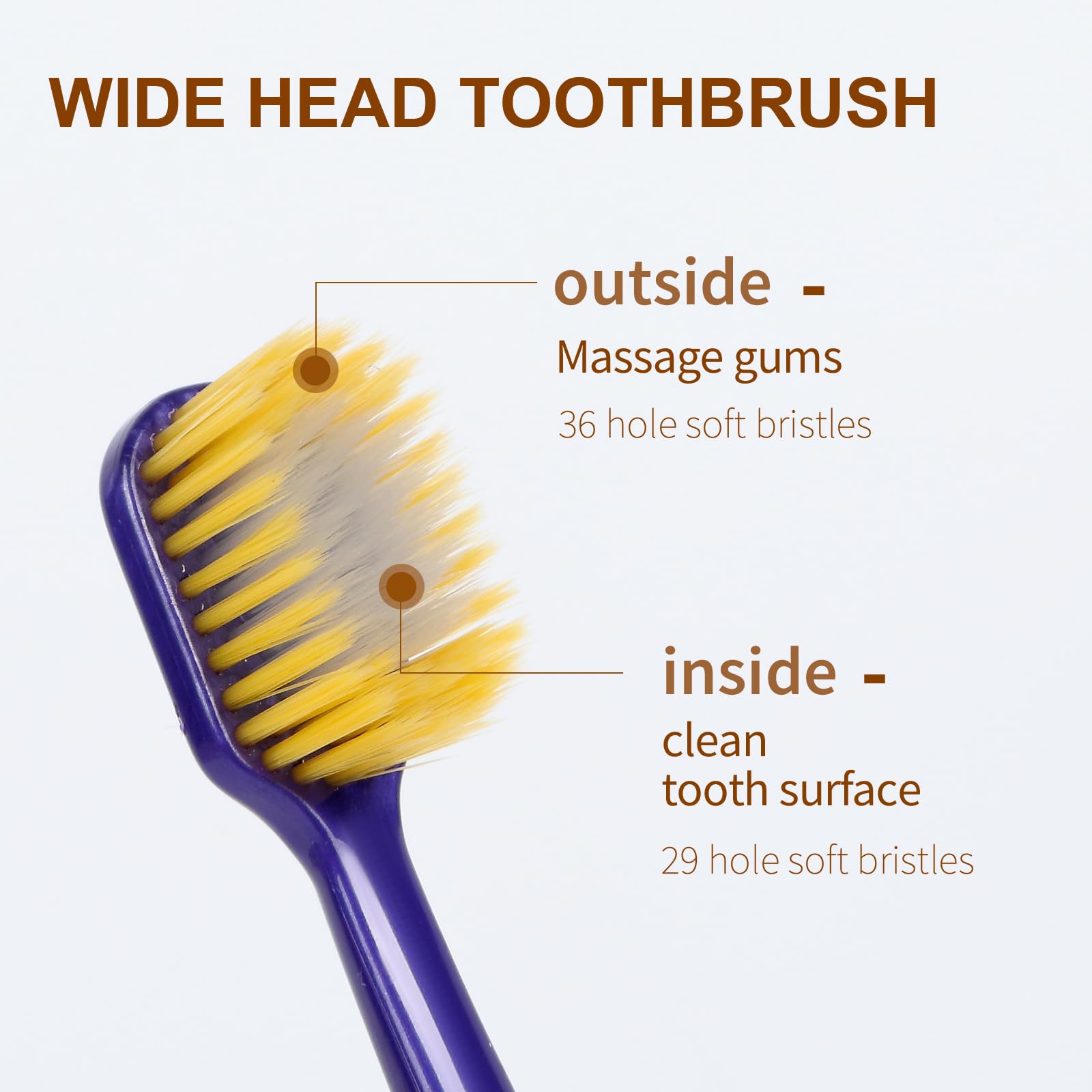 Spazzolino da denti a testa larga per adulti, eccellente effetto di pulizia, spazzolino manuale per denti sensibili o pulizia delle gengive in modo efficace (confezione da 6)