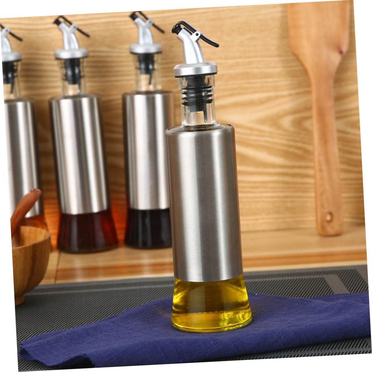 SOLUSTRE Botellas para Condimentos de Acero Inoxidable Dispensador de Aceite para Cocina Recipiente para Vinagre para Uso la Cocina