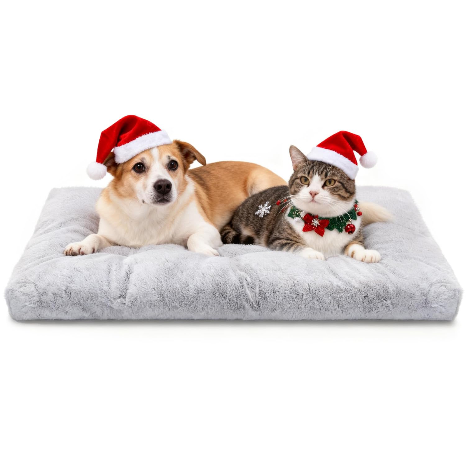 Nobleza Cama para Perro Mediano Anti-Ansiedad, Super Suave Lavable con Fondo Antideslizante, Felpa Gris, 80x50x10 cm