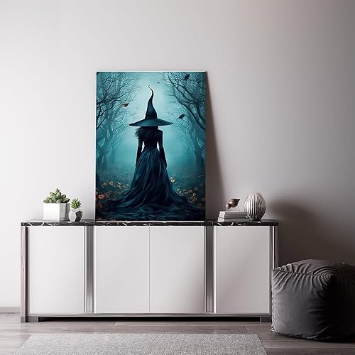 Miniatura 6 de QQLADY The Witch Twilight Dark Forest Vintage Gothic Wall Art Print - Dark Academia Witchy Halloween Poster Gift