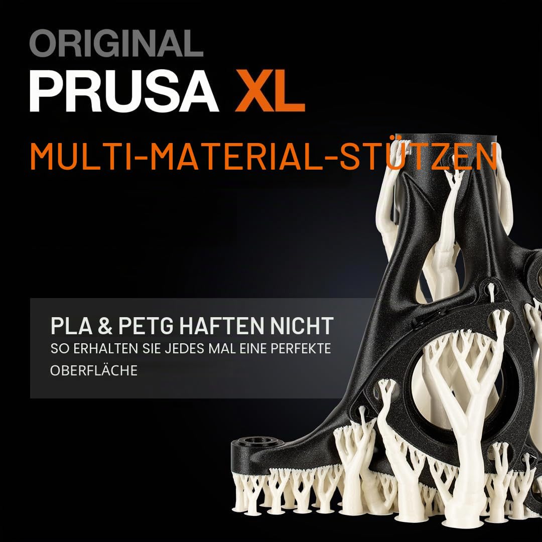 ORIGINAL PRUSA XL zusammengebaut | 5 Druckköpfe | CoreXY 3D-Drucker | 36×36×36 cm Druckvolumen | Inkl. satiniertes Blech & 1 kg Schwarze Prusament PLA Spule