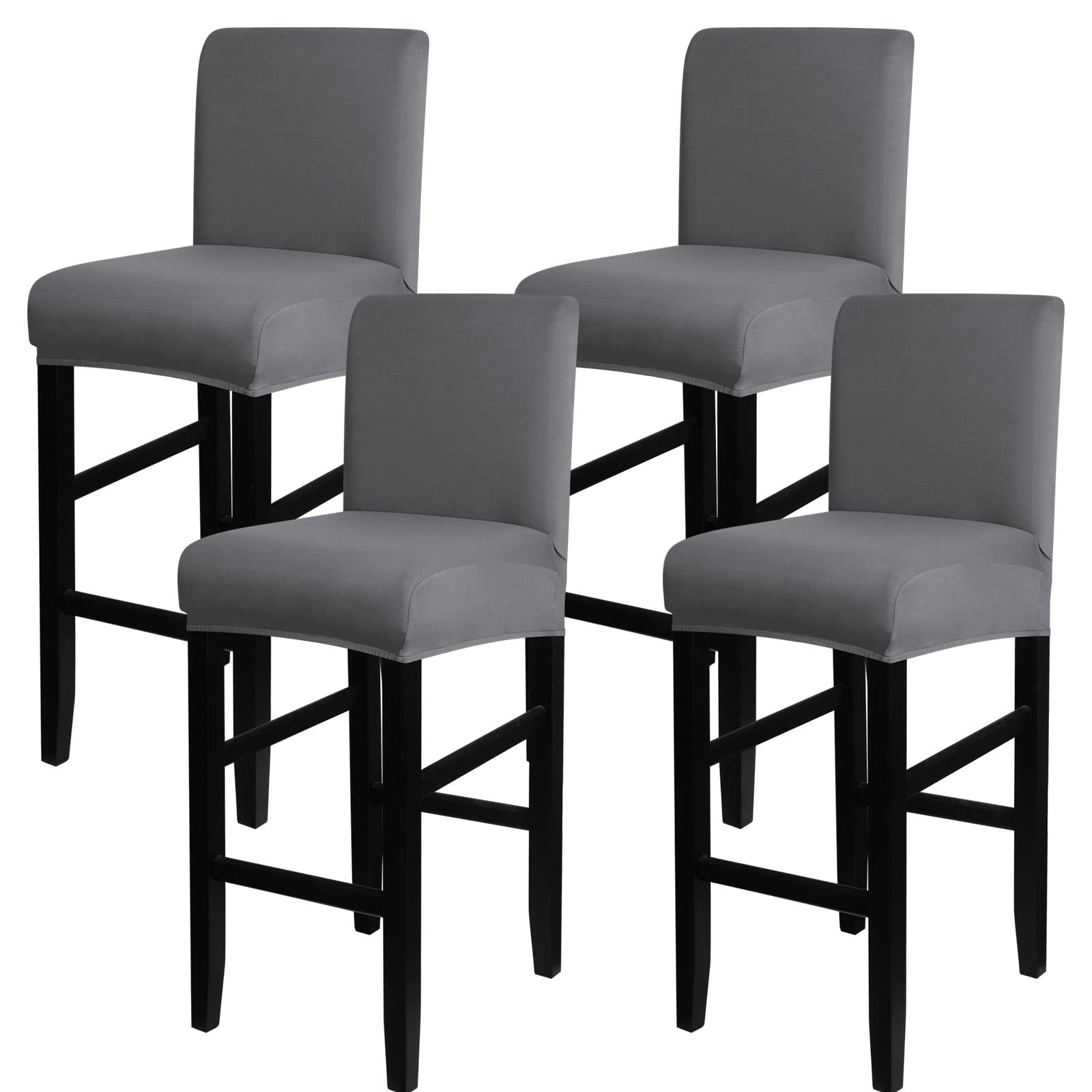 SearchI Stretch Bar Stool Covers Set of 4, Stretch Removable Washable Printed Bar Stool Chair Covers, Counter Height Chairs Covers for Kitchen Dining Room Cafe Furniture