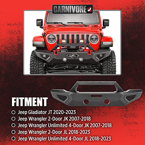 Image of Carnivore Front Bumper - Full Width, Fits Jeep Wrangler JK, JL & Gladiator JT 2007-2023 - Precision Cut Steel, Winch Mount Plate