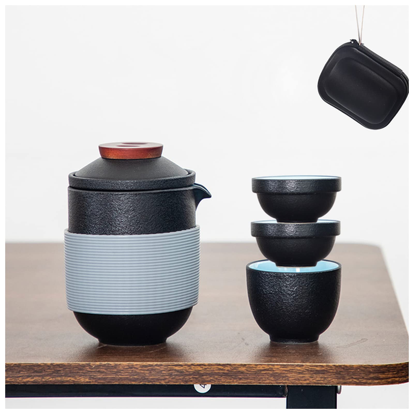 FERCAISH Tazza da tè cinese in ceramica, set tradizionale smaltato con coperchio, ciotola e piattino dipinti a mano - Gaiwan per sacchetti di fiori, tè nero