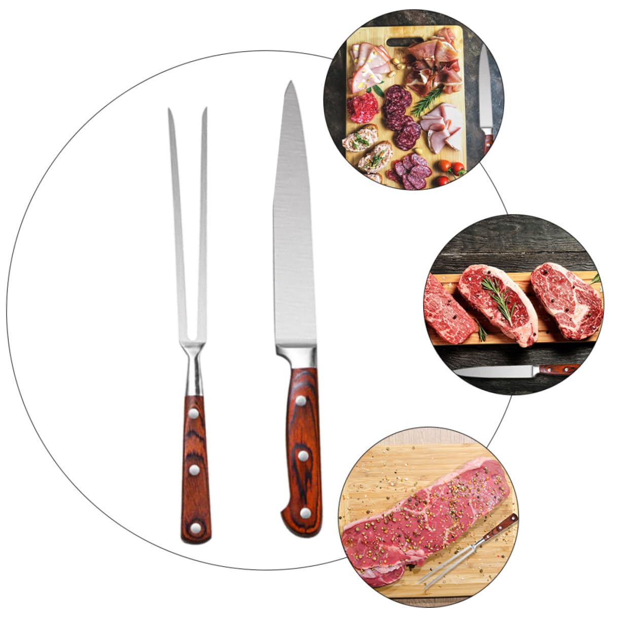 VANZACK Forchettone Barbecue in Acciaio Inox Taglierina Per Esterni Utensile Per Grigliare Facile Da Usare e Pulire Adatto Per Chef e Casalinghe
