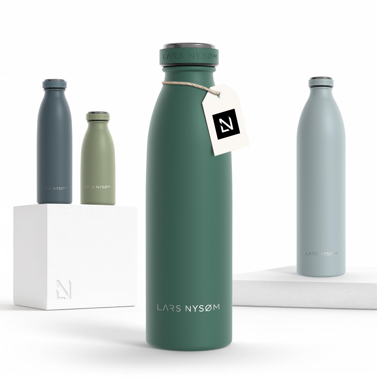LARS NYSØM Stainless Steel Insulated Water Bottle 12oz 17oz 25oz 34oz 51oz | Insulated Thermo Flask for Hot and Cold Beverages | Leakproof Drinking