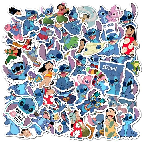 Image of Pack of 50+ PCS Stitchs Cartoon Stickers for Gifts, Waterproof Sticker for Phone, Laptop, Water Bottles, Hydro Flask, Stickers for Kids, Toddlers, Vinyl