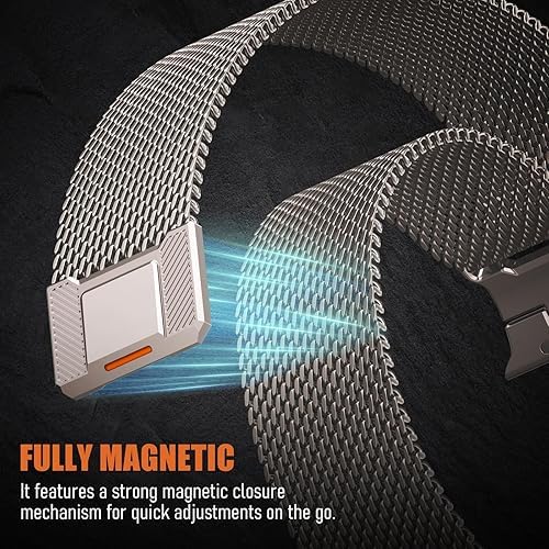 Croiky Milanese Loop Stainless Steel Strap for Apple Watch Titanium - Image 4