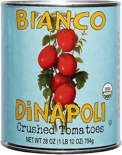 Bianco DiNapoli Organic Crushed Tomatoes 28oz - Vine-Ripened California Plum Tomatoes for Pizza Sauce & Pasta