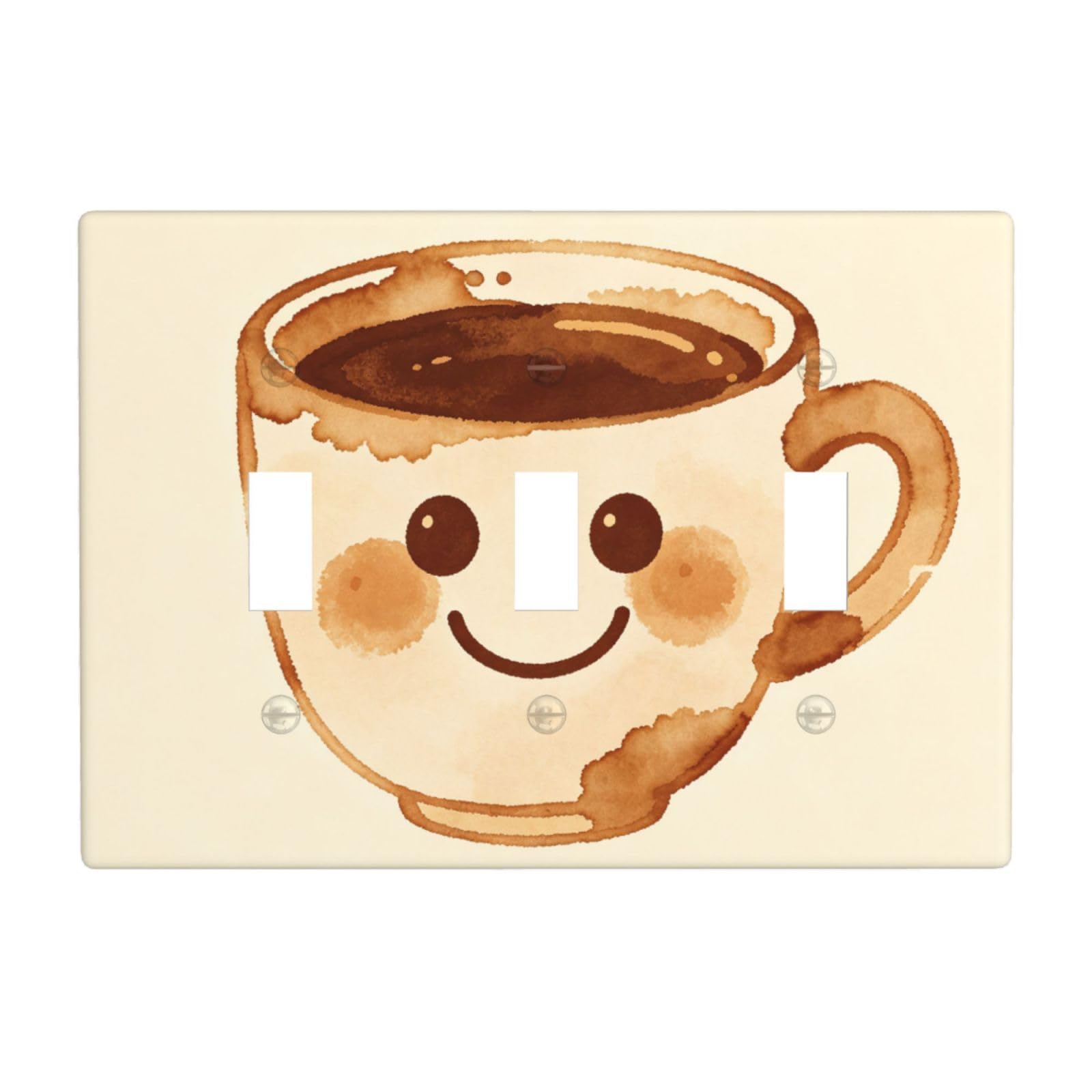 Coffee Stain 3 Gang Switch Plate Cover-Unbreakable Polycarbonate Wall Plate, Heat Resistant Toggle Switch Decor for Home