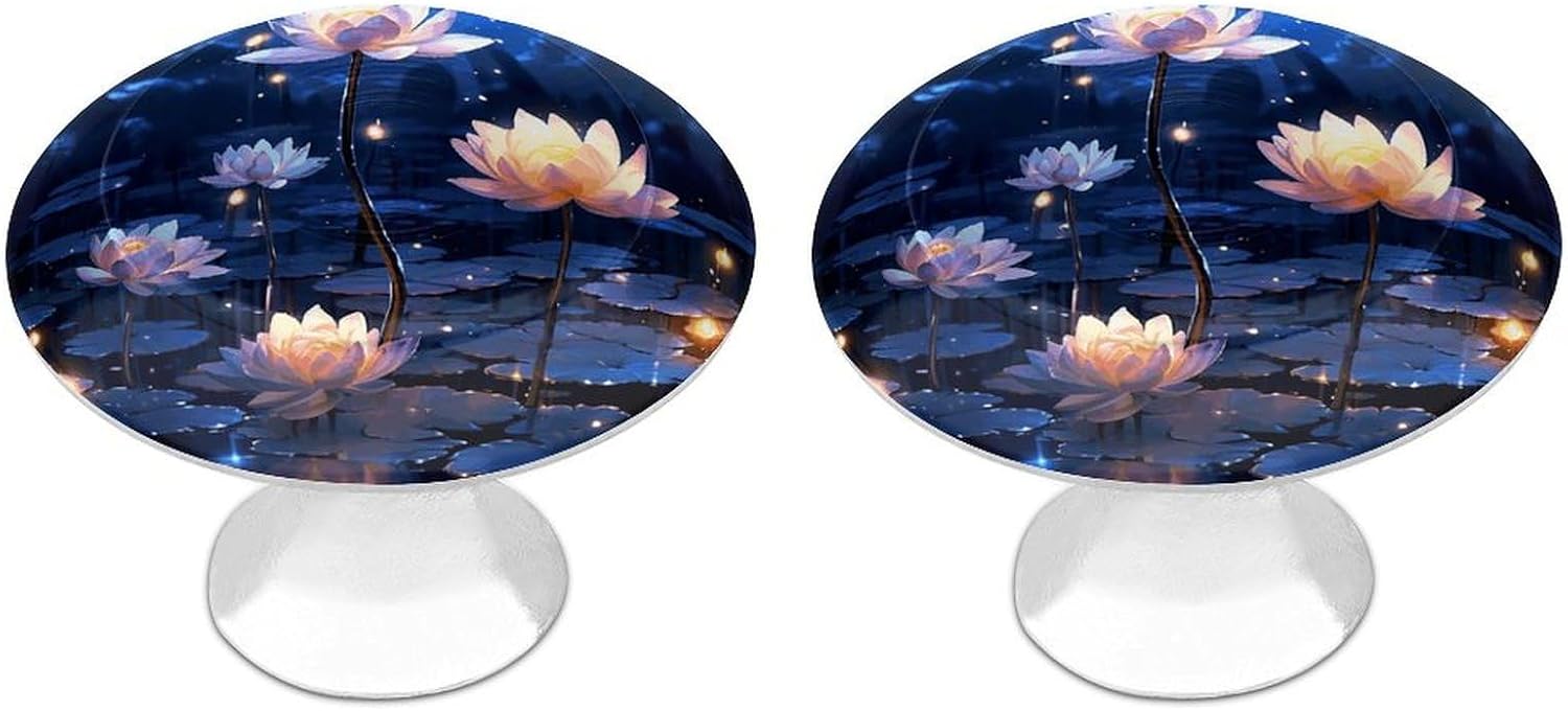 2 Pack Cabinet Knobs,Decorative Drawer Pulls, Night Flowers