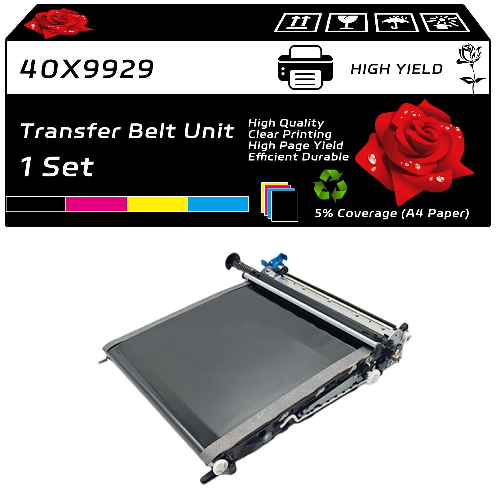 40X9929 Transfer Belt Unit Compatible for Lexmark CX725de CX725dhe CX725dthe XC4140 Printers, with Chip, High Yield 250000 Pages, Clear Printing (1 Set)