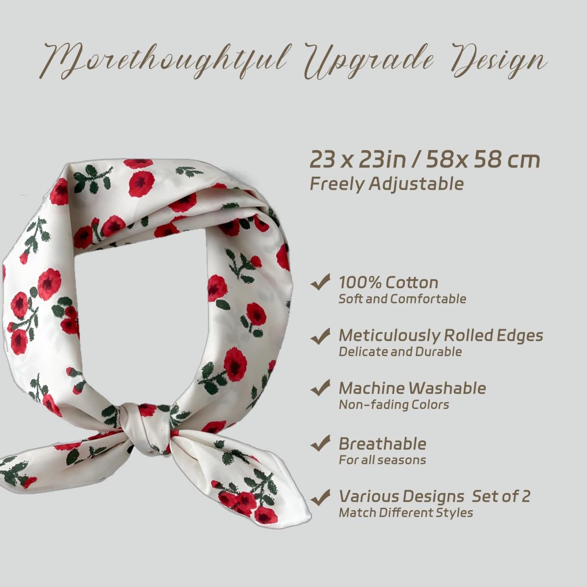 Bandana de algodón de 23 x 23 pulgadas, bufanda para el cabello de mujer, bufanda para el cabello, cobertura protectora, envoltura de moda para la cabeza