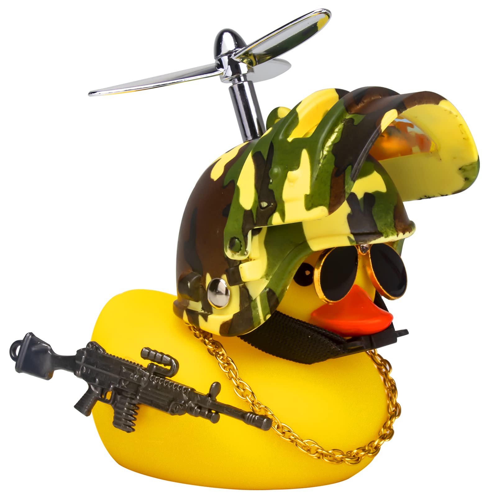 Wonuu Rubber Duck Car Decorations – Yellow Duck With Propeller Helmet & Sunglasses, Fun Dashboard Ornament