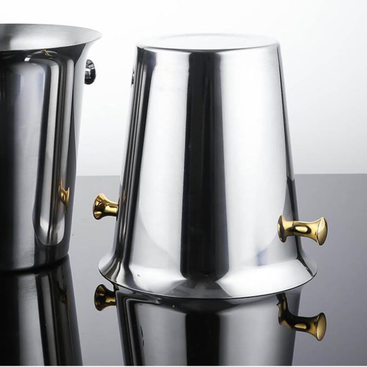 Seau à Glace Rond en Acier Inoxydable 2l Portable pour Bar
