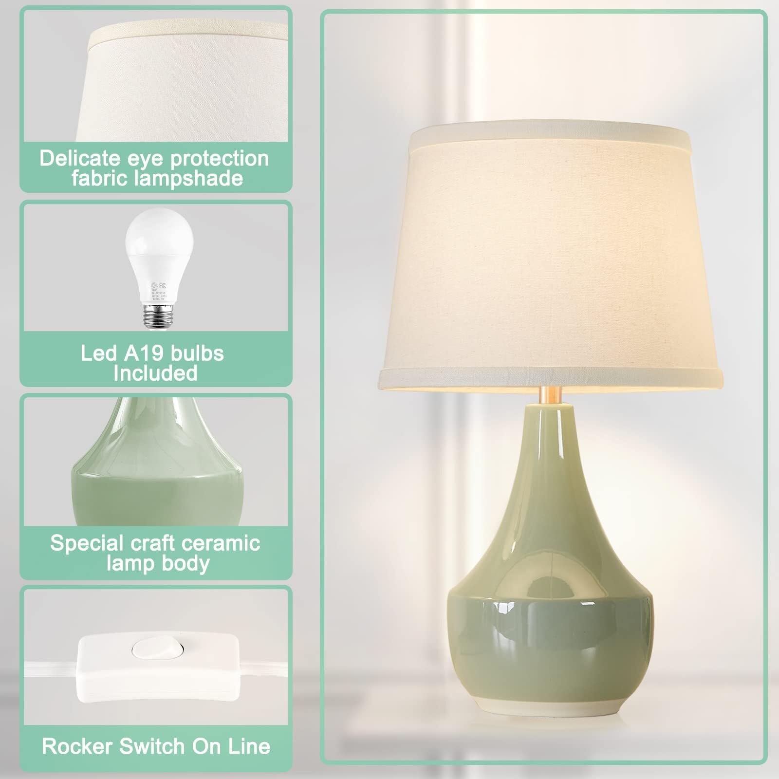 TTDGYYXW Ręcznie wykonany ceramiczny zestaw lamp stołowych w kolorze srebrnym i niebieskim do salonu i sypialni (ciepła biel 3000 K)