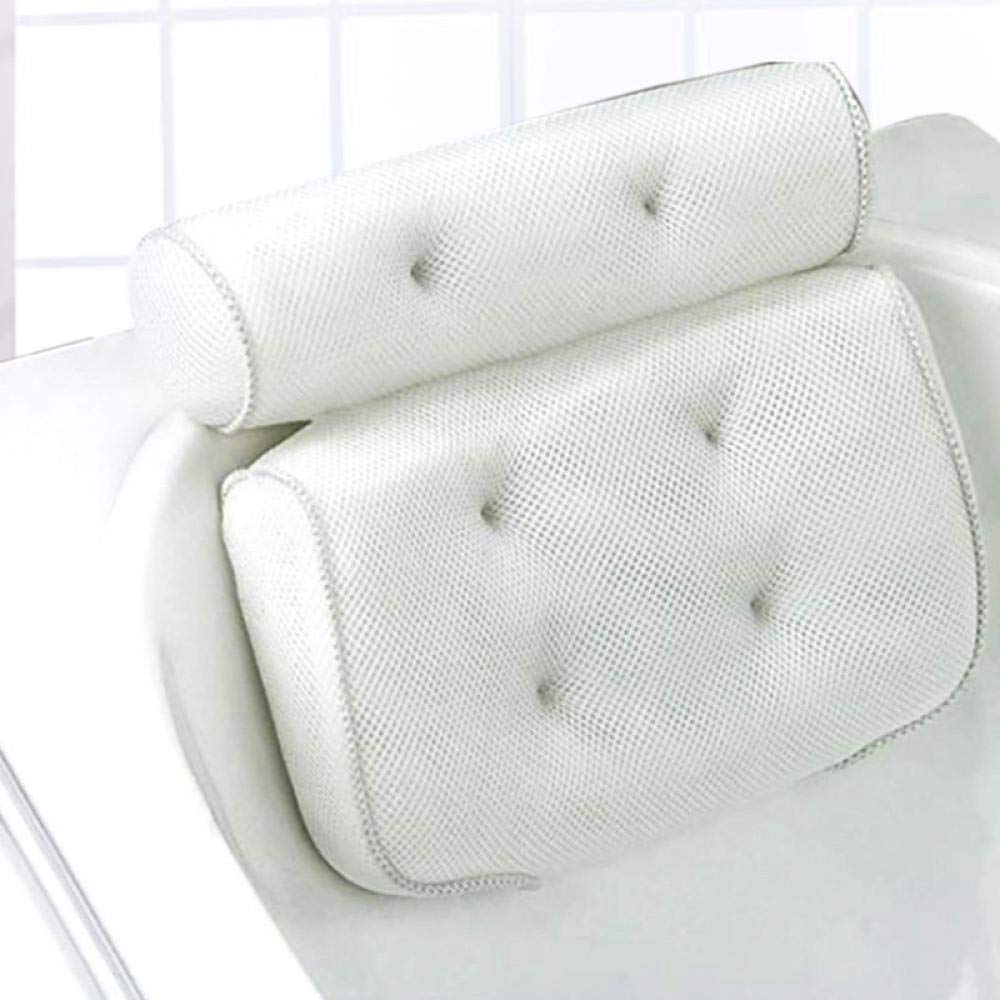 Almohadas de baño Almohada de baño de Malla Almohada de bañera con reposacabezas Suave con 6 ventosas de Respaldo Cojín de Cuello para Accesorios de baño Cojín de bañera