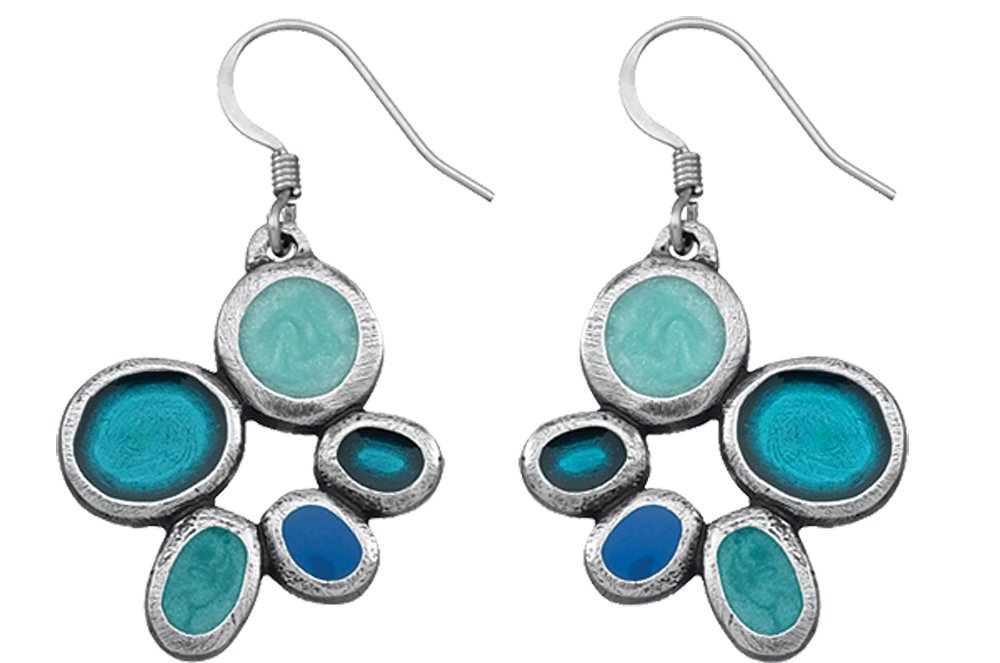DANFORTH – Samba/Aqua Wire Earrings - Aqua-Teal Blue Dangly Earrings, 1” – Handmade Accessories & Unique Jewelry For Women – Hypoallergenic & Nickel Free – Made in USA