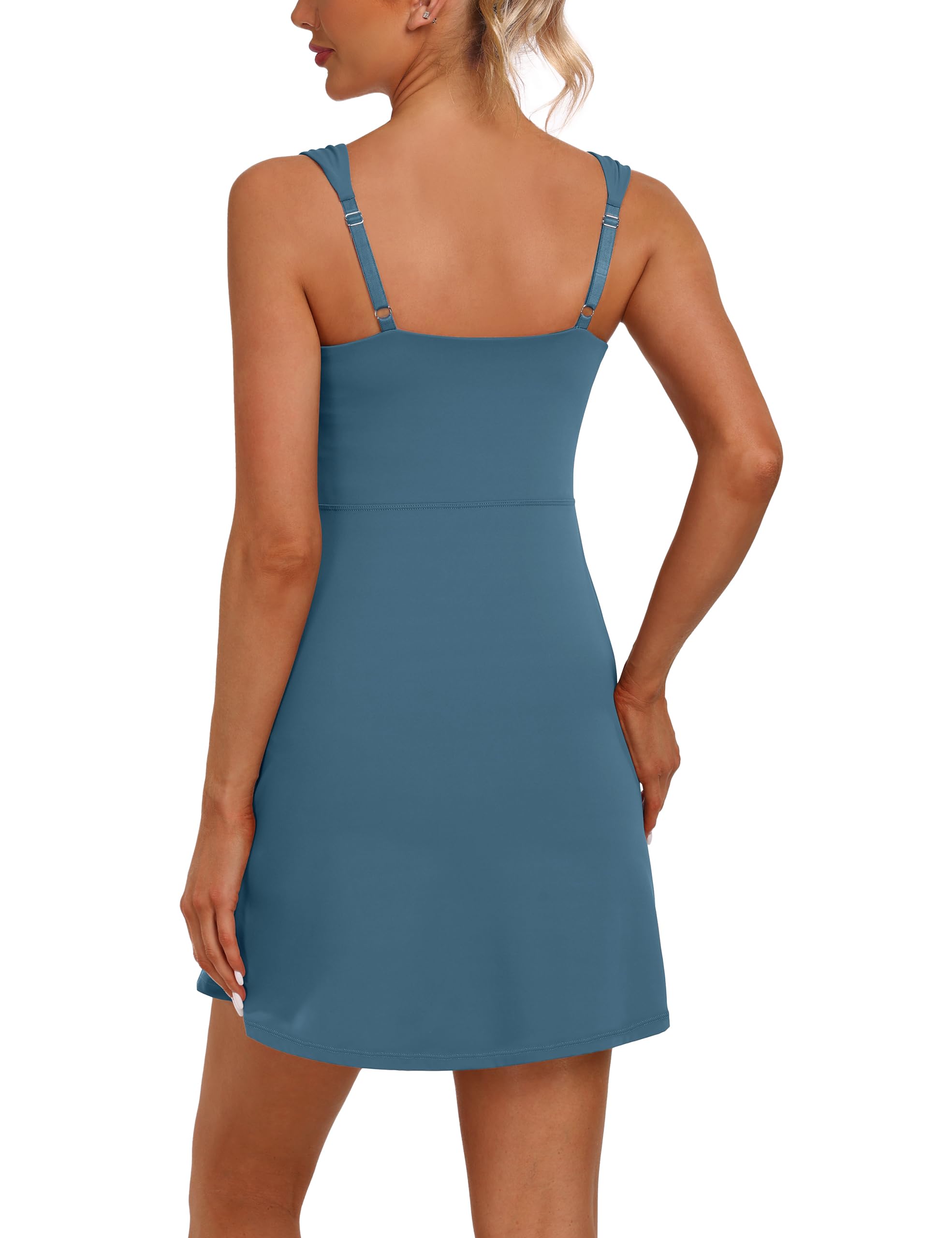 Desol Damen-Tenniskleid mit integrierten Shorts und BH, verstellbare Träger, sportkleider Damen, Trainingskleid mit Taschen, Golf-Sportkleider