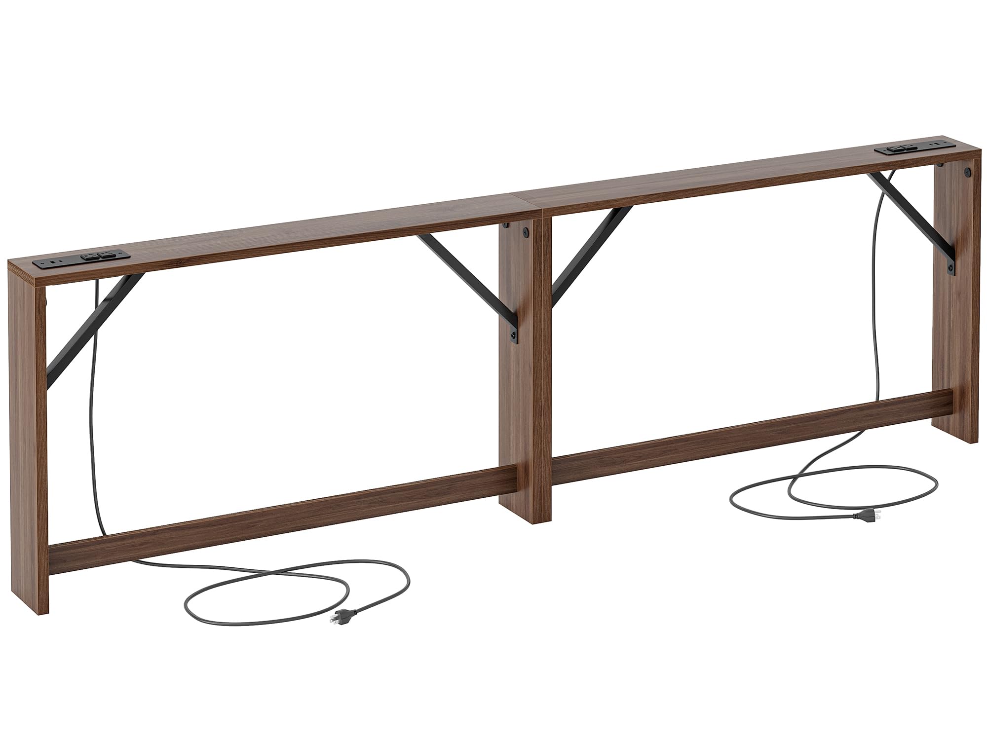 Photo 1 of TIQLAB 5.9 Inch Narrow Console Table with Power Outlet,Sofa Table, Total Length 94'' Sofa Table Behind Couch, for Entryway&Living Room, Black Walnut