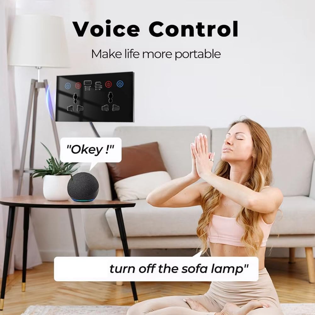 Prise Universelle UE/UK/US/Wi-Fi Intelligente avec Port USB et Type-C Smart Life Via Home
