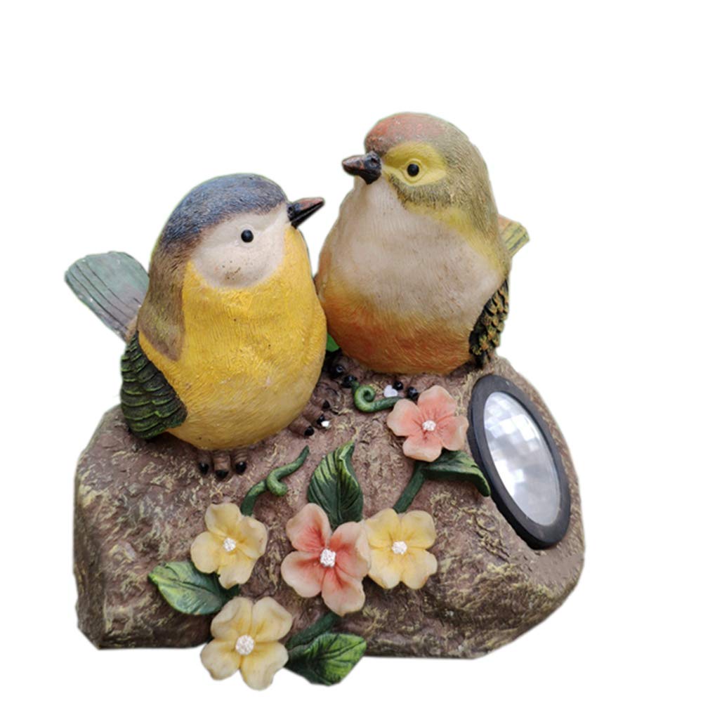 Sculpture d'animal d'oiseau en résine de prestige avec éclairage de cour solaire